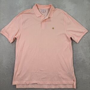 Brooks Brothers Mens XL Performance‎ Polo Shirt Pink Short Sleeve Cotton Preppy